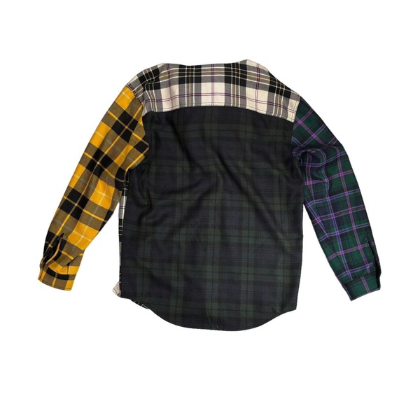 Alexander Wang Men’s Wool Plaid Tartan Patchwork Hooded Shirt Button Down Medium - Picture 2 of 10